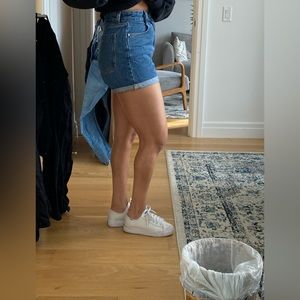 Zara high ride denim shorts in blue